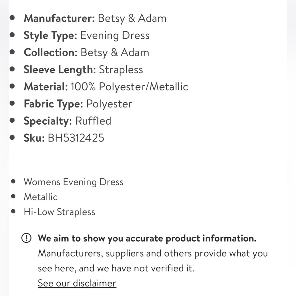Betsy & Adam Womens Metallic Hi-Low Evening Dress - Picture 13 of 14